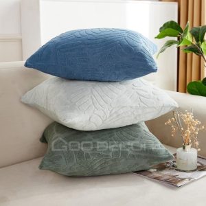 Vỏ gối sofa vải nhung họa tiết lá mềm mại kích thước 45x45cm thương hiệu GOO Decor
