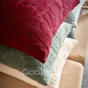 Vỏ gối sofa vải nhung họa tiết lá mềm mại kích thước 45x45cm thương hiệu GOO Decor