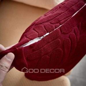 Vỏ gối sofa vải nhung họa tiết lá mềm mại kích thước 45x45cm thương hiệu GOO Decor