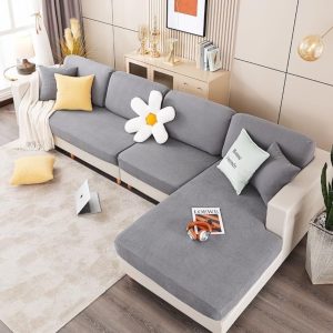 Bọc đệm ghế sofa bằng vải nhung gân co giãn chính hãng GOO Decor