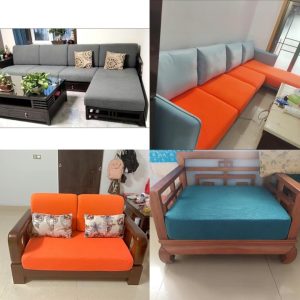 Bọc đệm ghế sofa bằng vải nhung gân co giãn chính hãng GOO Decor