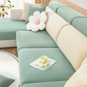 Bọc đệm ghế sofa bằng vải nhung gân co giãn chính hãng GOO Decor
