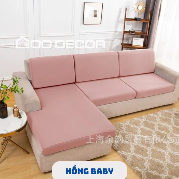 Bọc đệm ghế sofa bằng vải thun sữa màu trơn co giãn GOO Decor