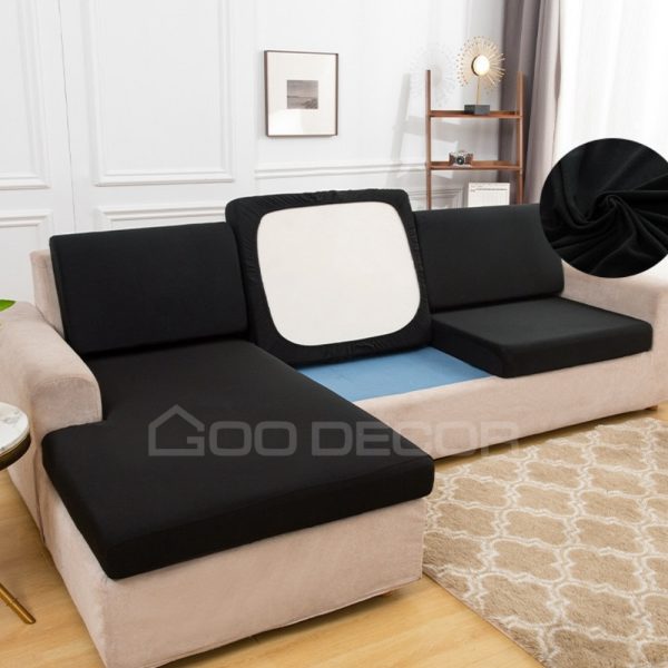 Bọc đệm ghế sofa bằng vải thun sữa màu trơn co giãn GOO Decor