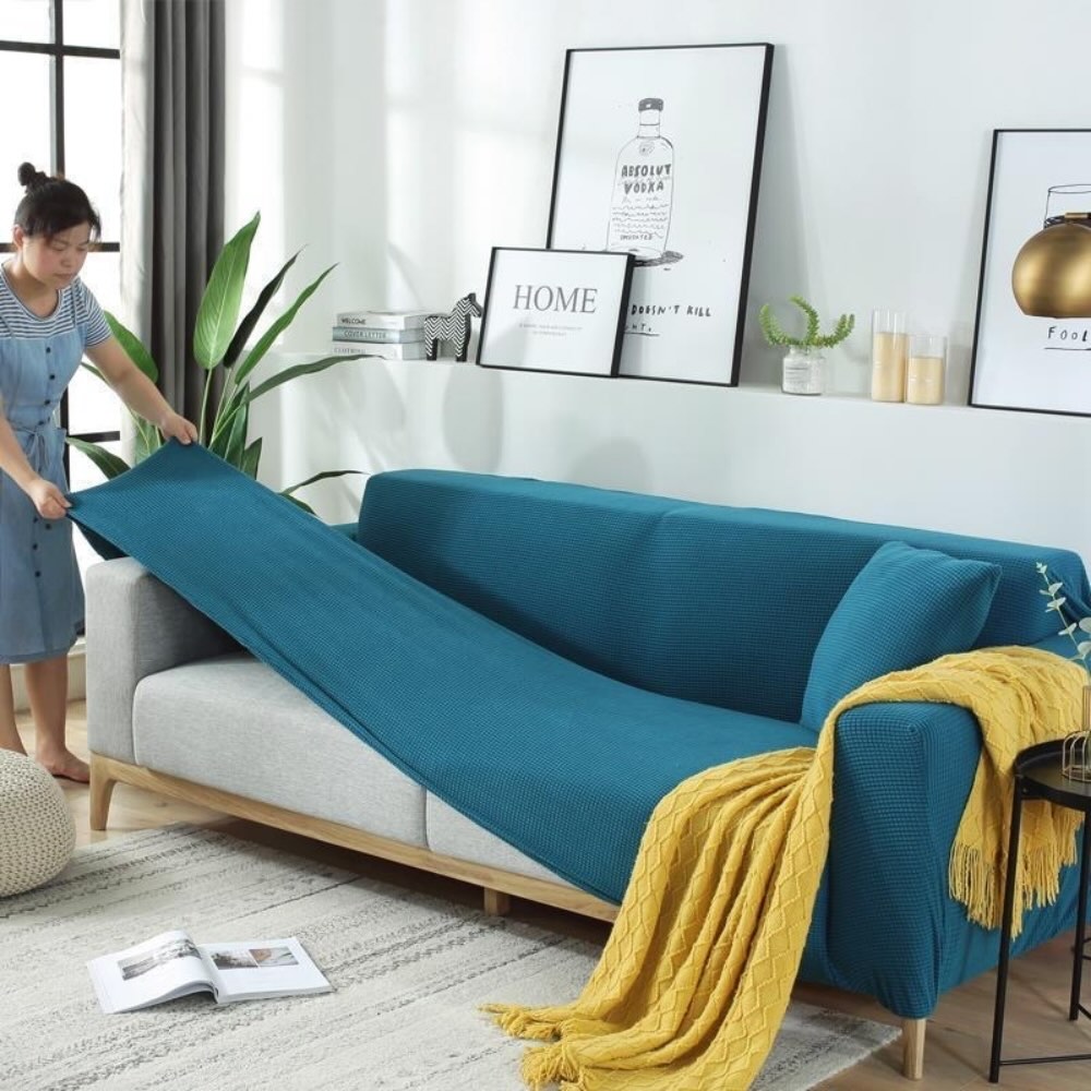 Bọc ghế sofa đơn và chữ L bằng vải nhung gân mềm mại GOO Decor