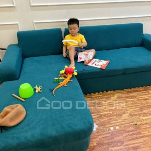 Bọc ghế sofa đơn và chữ L bằng vải nhung gân mềm mại GOO Decor