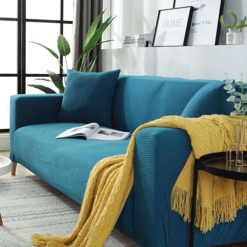 Bọc ghế sofa đơn và chữ L bằng vải nhung gân mềm mại GOO Decor