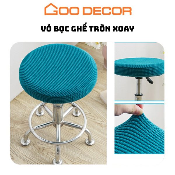 Bọc ghế xoay vải nhung gân co giãn mềm mại GOO Decor