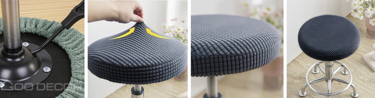 Bọc ghế xoay vải nhung gân co giãn mềm mại GOO Decor