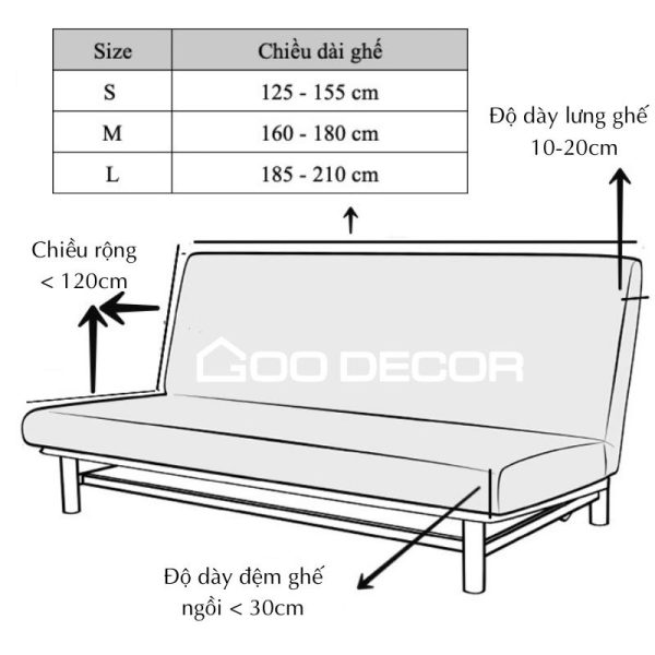 Bọc sofa bed và sofa giường bằng vải nhung co giãn 4 chiều GOO Decor