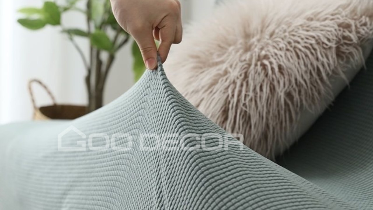 Bọc sofa bed và sofa giường bằng vải nhung co giãn 4 chiều GOO Decor