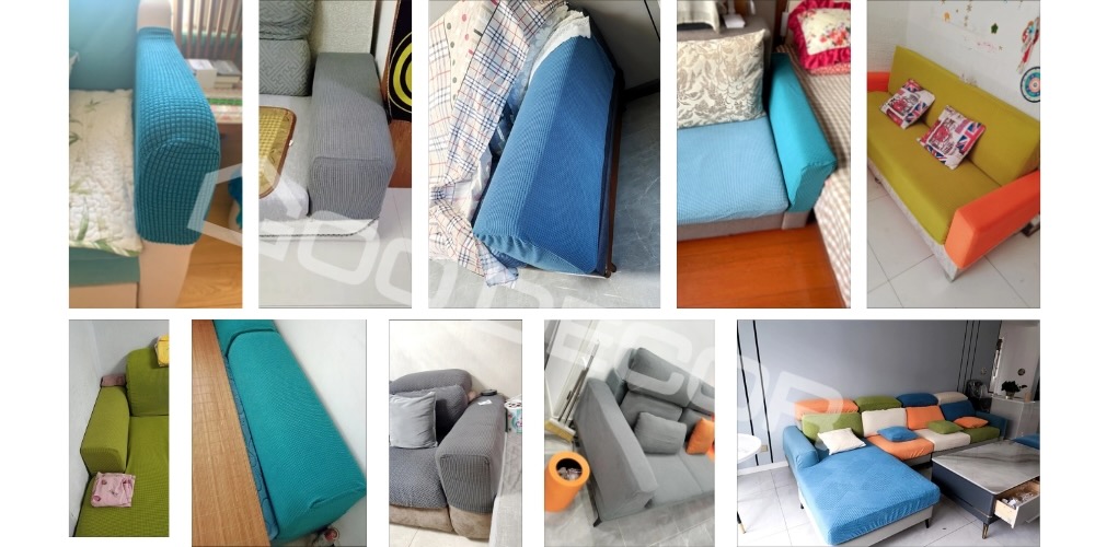 Bọc tay vịn ghế sofa set 2 cái bằng vải nhung gân co giãn GOO Decor