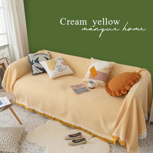 Khăn phủ ghế sofa dệt cotton cao cấp 3D phong cách Bắc Âu GOO Decor