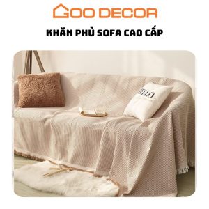 Khăn phủ ghế sofa dệt cotton cao cấp 3D phong cách Bắc Âu GOO Decor