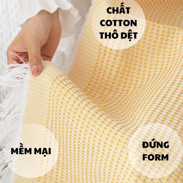 Khăn phủ ghế sofa dệt cotton cao cấp 3D phong cách Bắc Âu GOO Decor