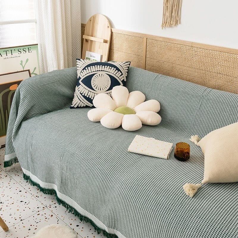 Khăn phủ ghế sofa dệt cotton cao cấp 3D phong cách Bắc Âu GOO Decor