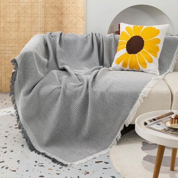 Khăn phủ ghế sofa dệt cotton cao cấp 3D phong cách Bắc Âu GOO Decor