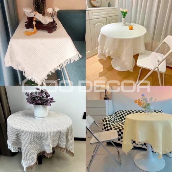 Khăn trải bàn vải dệt 3D phong cách vintage Bắc Âu cao cấp GOO Decor