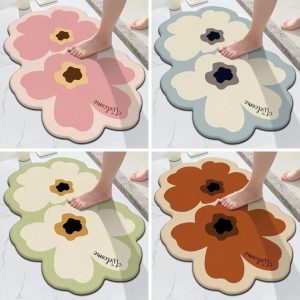 Thảm chùi chân họa tiết bông hoa chống trượt dùng cho nhà tắm GOO Decor