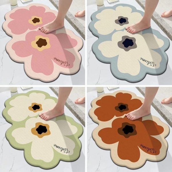 Thảm chùi chân họa tiết bông hoa chống trượt dùng cho nhà tắm GOO Decor