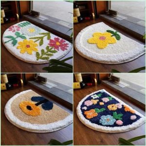 Thảm lau chân hình bán nguyệt thấm nước chống trượt dùng trong nhà tắm GOO Decor