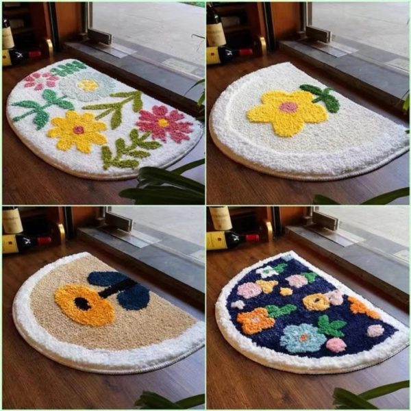 Thảm lau chân hình bán nguyệt thấm nước chống trượt dùng trong nhà tắm GOO Decor