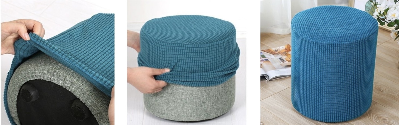 Vỏ bọc đôn tròn bằng vải nhung gân mềm mại ôm sát GOO Decor