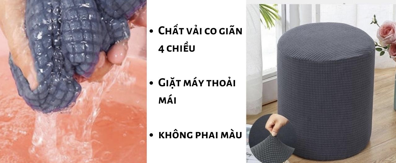 Vỏ bọc đôn tròn bằng vải nhung gân mềm mại ôm sát GOO Decor