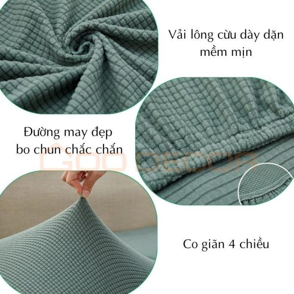 Vỏ bọc đôn tròn bằng vải nhung gân mềm mại ôm sát GOO Decor