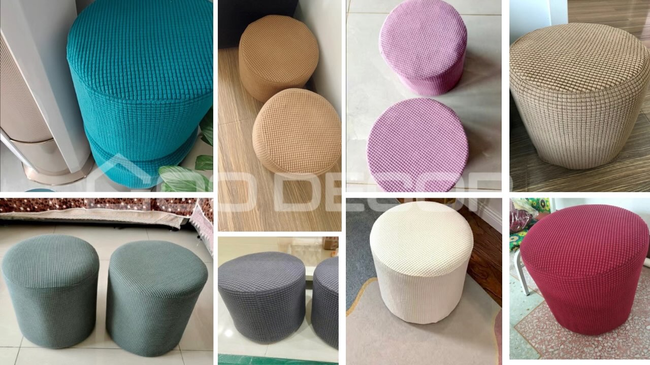 Vỏ bọc đôn tròn bằng vải nhung gân mềm mại ôm sát GOO Decor
