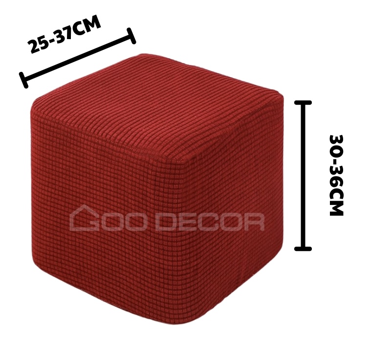 Vỏ bọc đôn vuông chất liệu vải nhung gân cao cấp GOO Decor