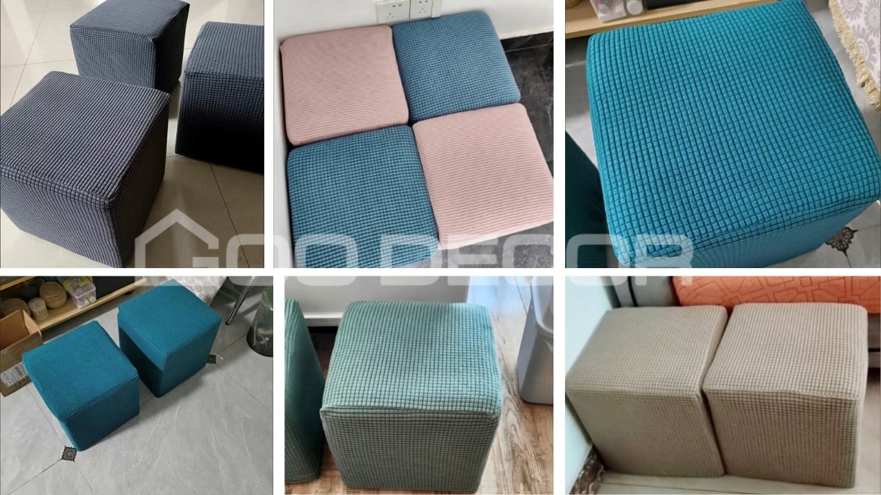 Vỏ bọc đôn vuông chất liệu vải nhung gân cao cấp GOO Decor