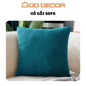 Vỏ gối sofa vải nhung gân co giãn kích thước 45x45cm GOO Decor