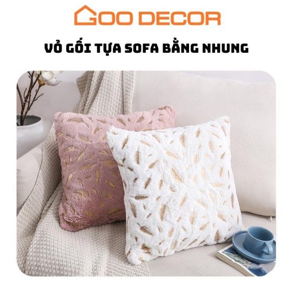 Vỏ gối sofa vải nhung lông sang trọng kích thước 45x45cm GOO Decor