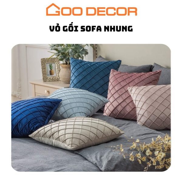 Vỏ gối sofa vải nhung mềm mịn kích thước 30x50 và 45x45 GOO Decor