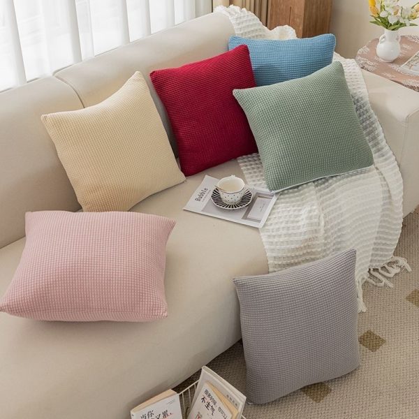 Vỏ gối sofa vải nhung gân co giãn kích thước 45x45cm thương hiệu GOO Decor