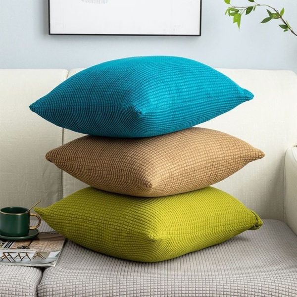 Vỏ gối sofa vải nhung gân co giãn kích thước 45x45cm thương hiệu GOO Decor