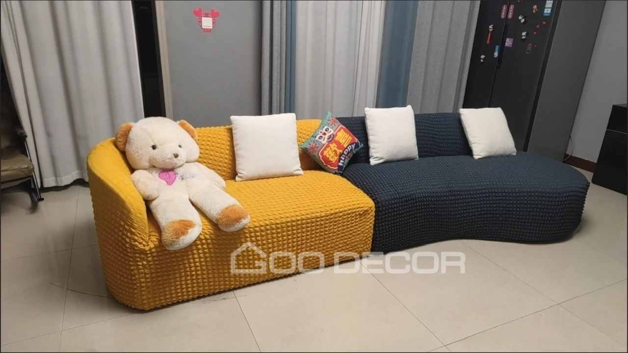 Bọc sofa chữ L phối 2 màu độc đáo